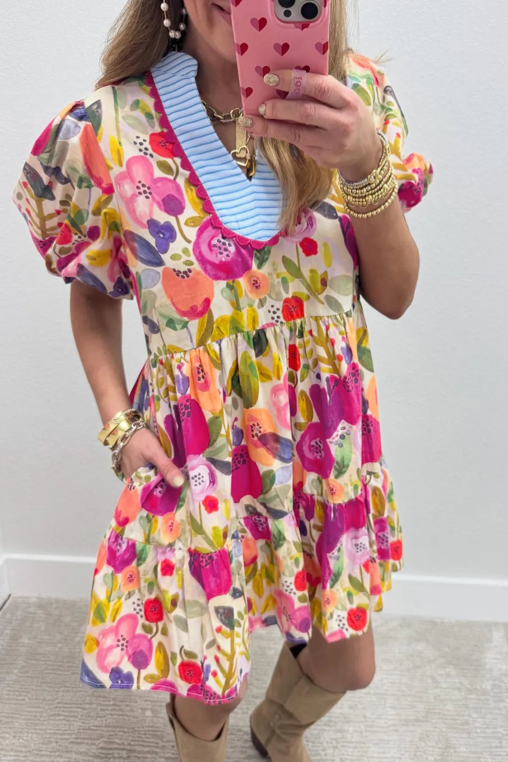 Floral Trim Dress