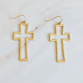 Gold Cross Ear Rings
